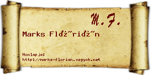 Marks Flórián névjegykártya
